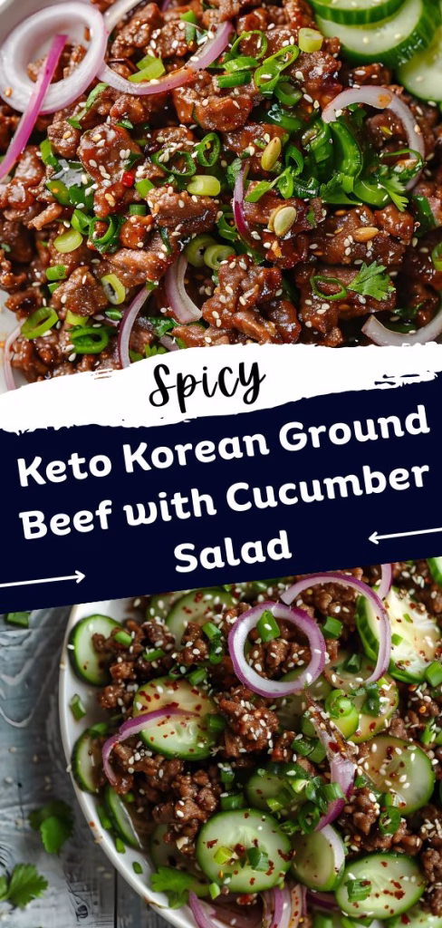Spicy Keto Korean Ground Beef with Cucumber Salad Recipe