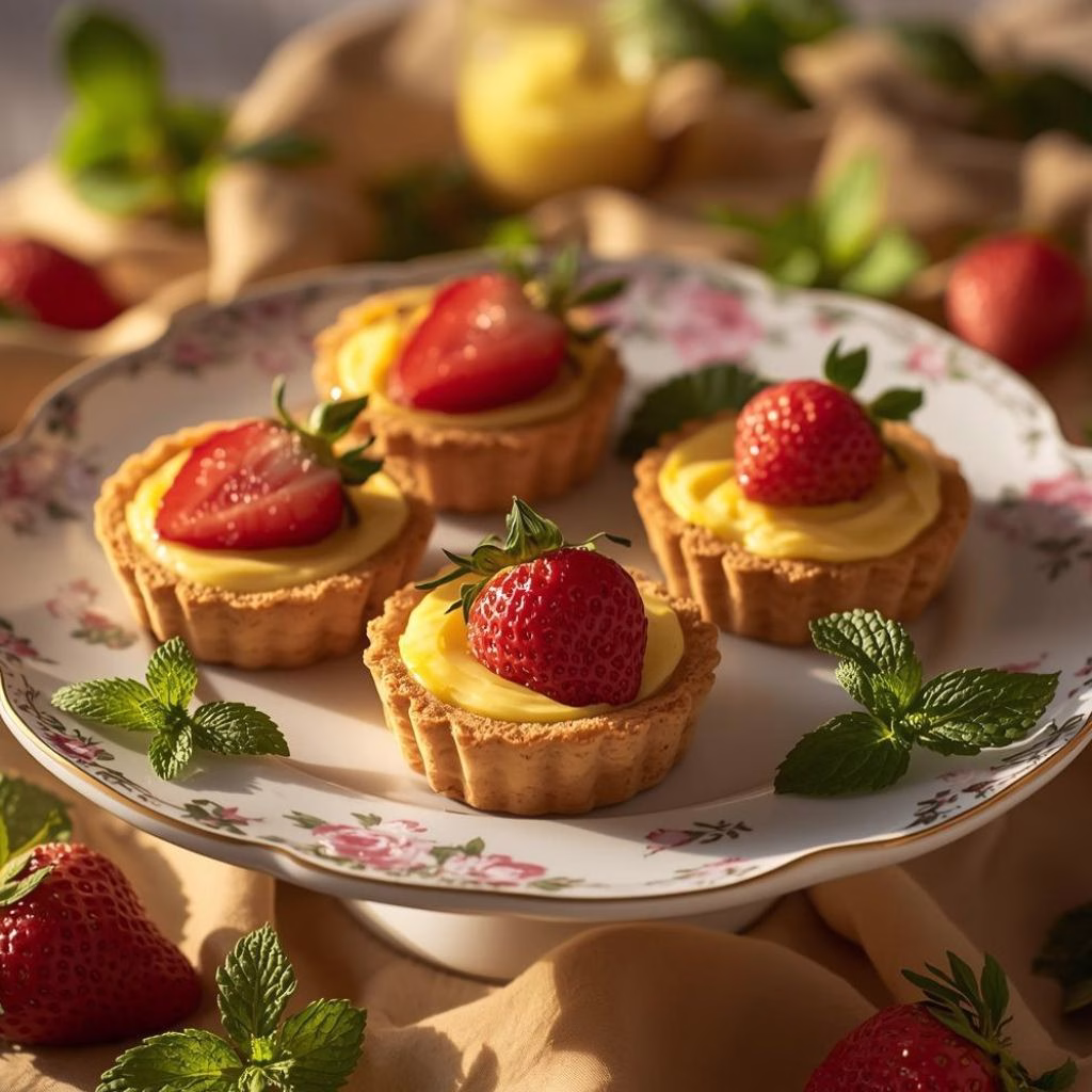 Strawberry Honey Custard Tarts with Lemon Curd Recipe