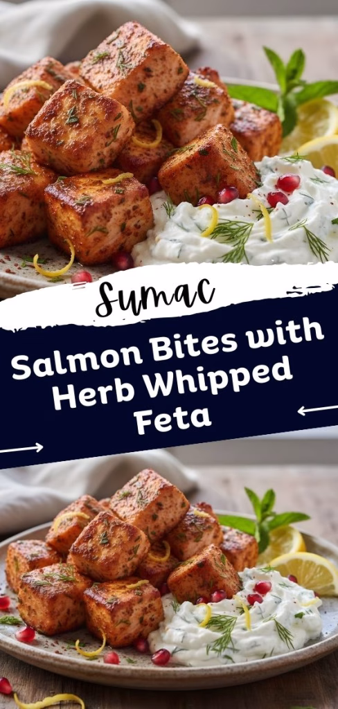 Sumac Salmon Bites with Herb Whipped Feta Recipe