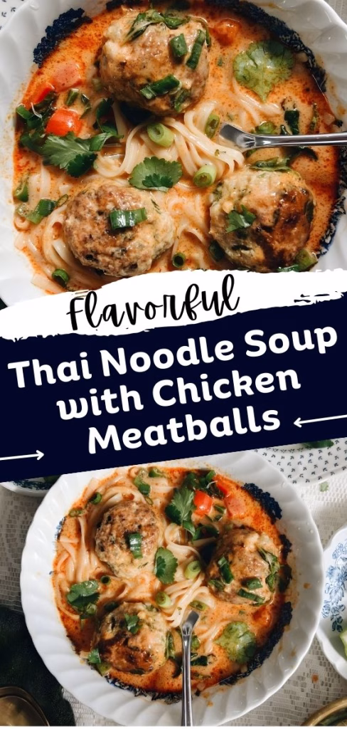 Thai Noodle Soup with Chicken Meatballs Recipe