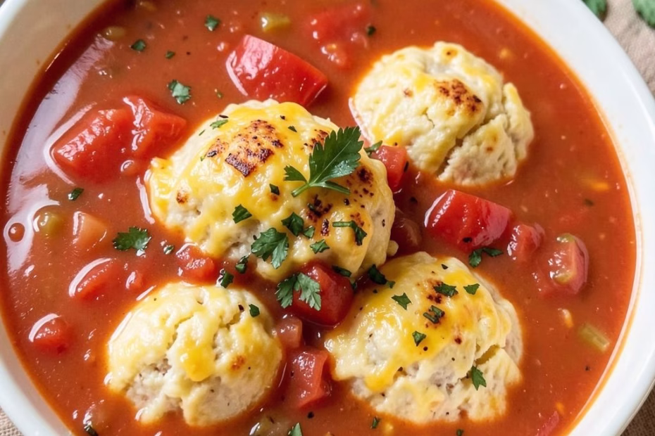 Tomato Soup with Cheddar Bay Dumplings Recipe