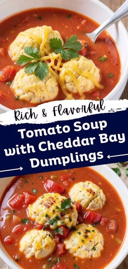 Tomato Soup with Cheddar Bay Dumplings Recipe