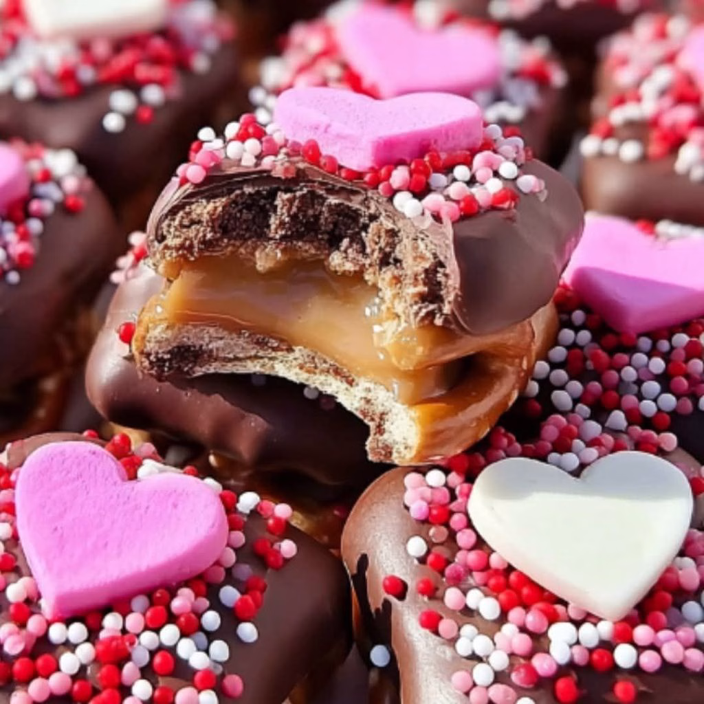 Valentine’s Day Caramel Pretzel Bites