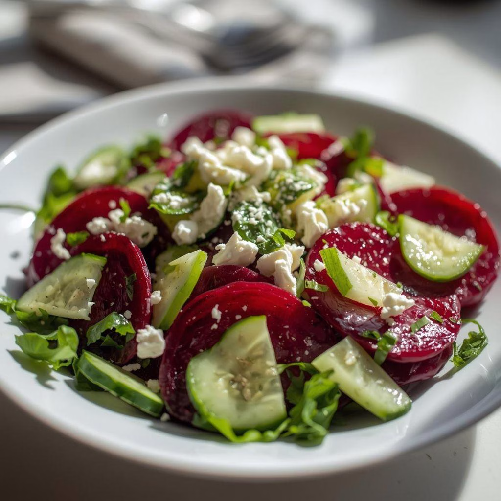 Vibrant Beet Salad with Feta and Cucumbers Recipe