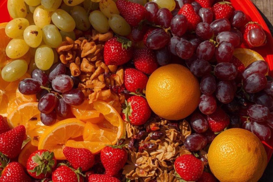 Vibrant Red Food Platter with Fresh Fruits Recipe