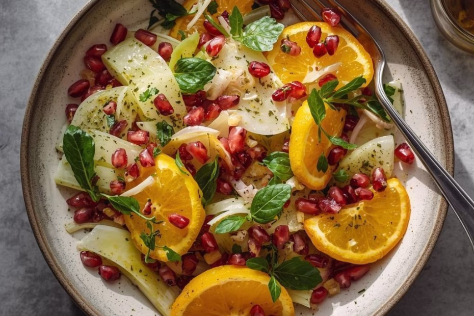 Fennel, Orange & Pomegranate Salad with Honey Citrus Vinaigrette Recipe