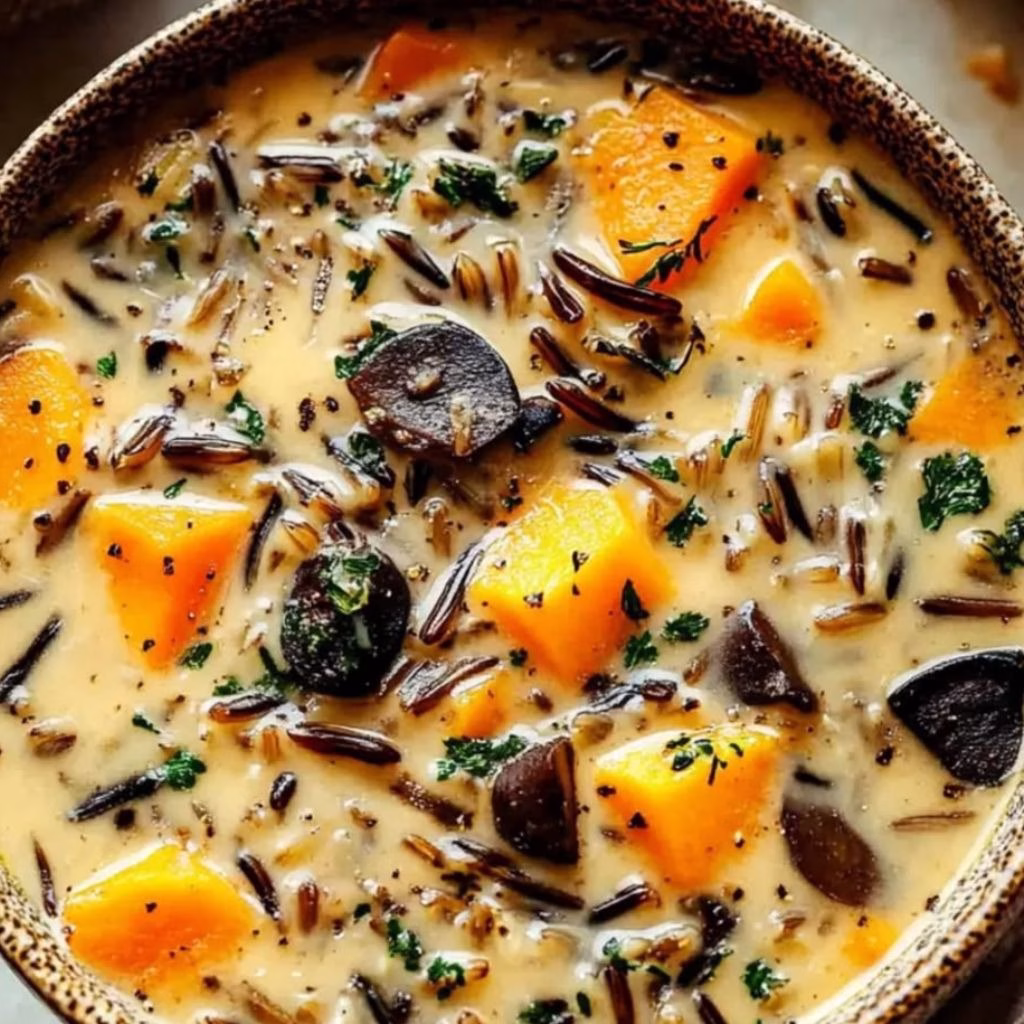 Creamy Sweet Potato, Kale and Wild Rice Soup Recipe