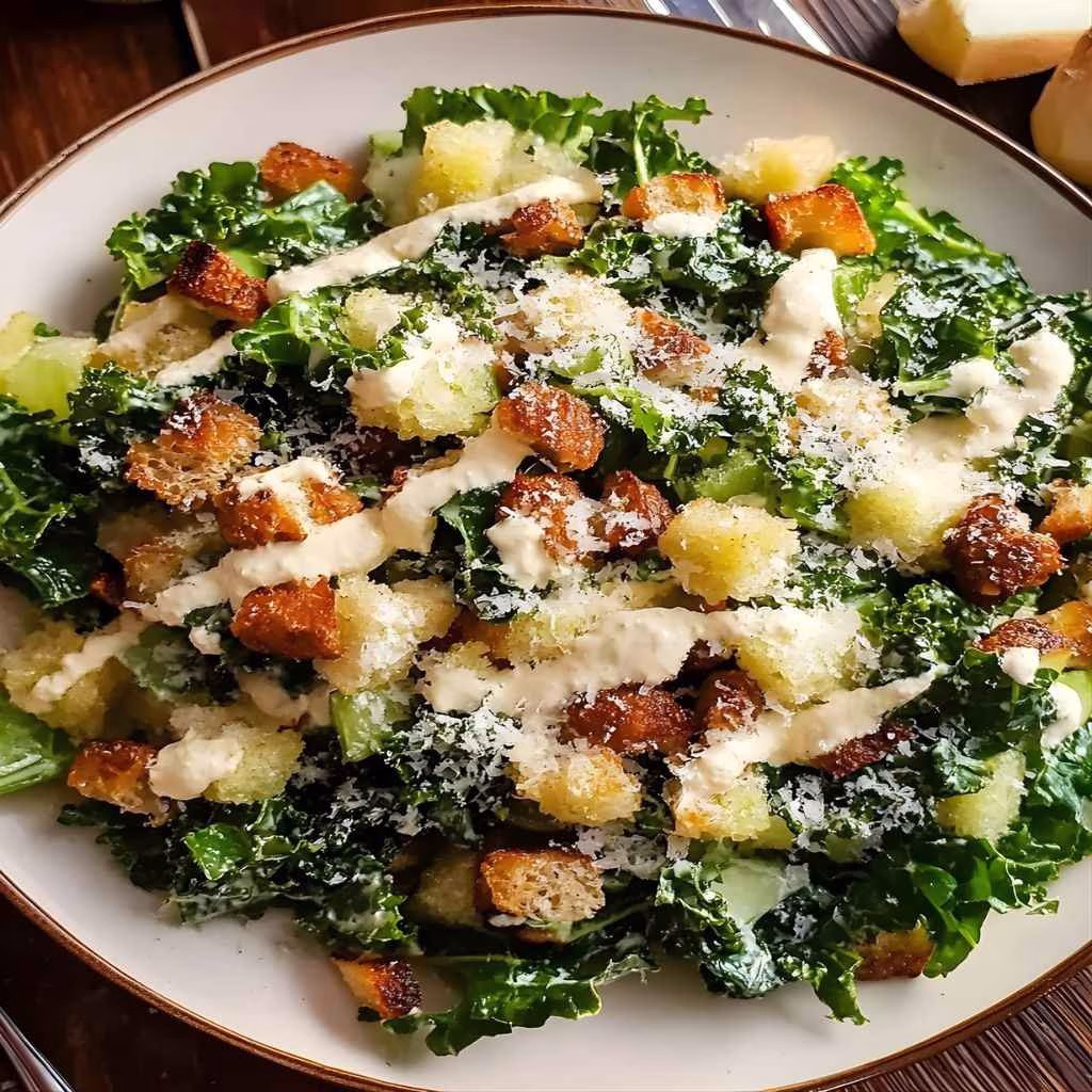 Roasted Garlic & Kale Caesar Salad Recipe