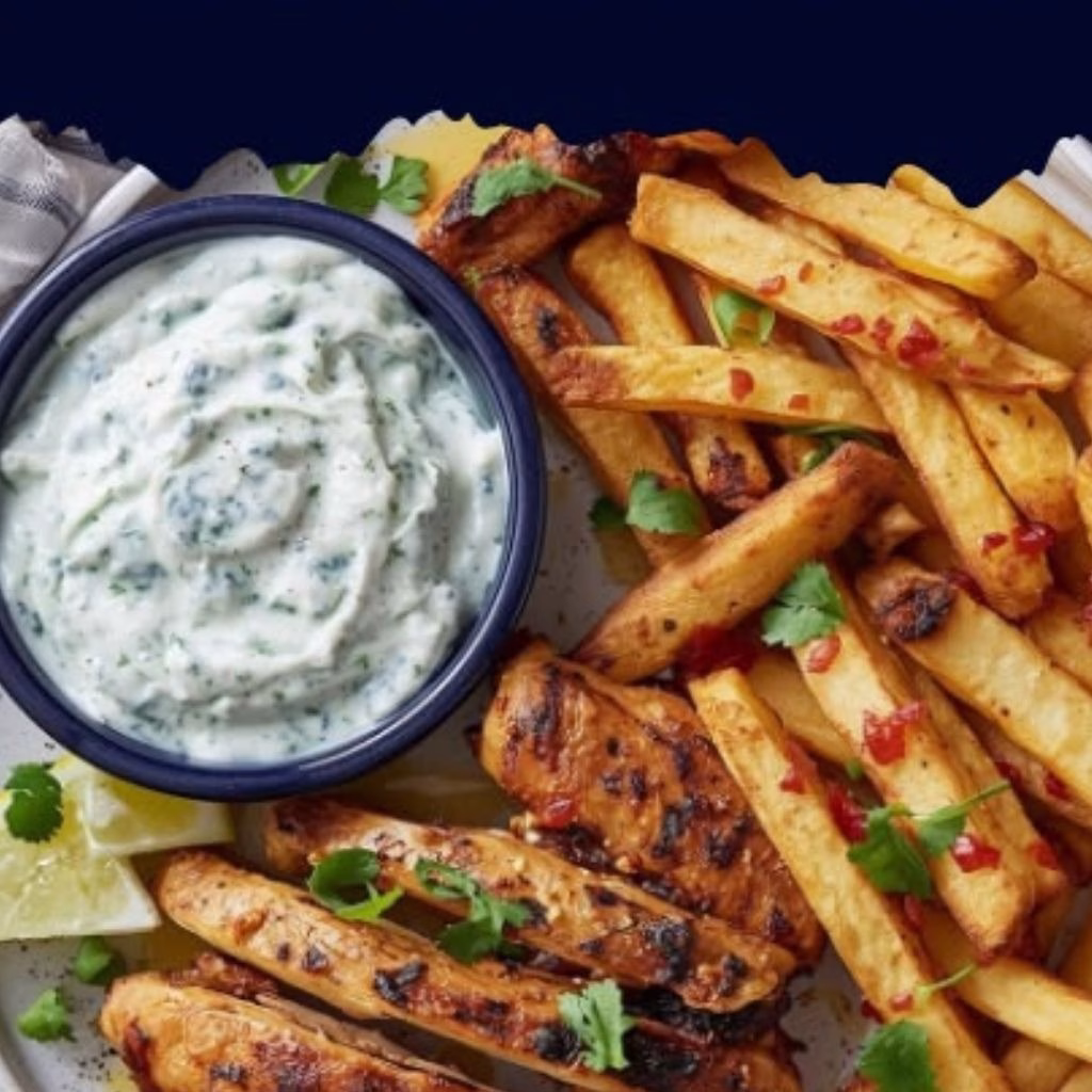 Greek Style Chicken Plate with Tzatziki & Fries Recipe