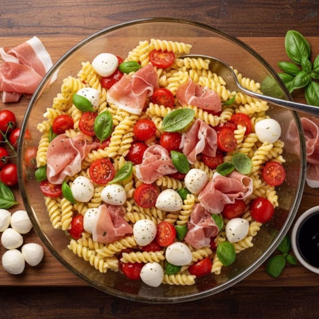 Prosciutto Caprese Pasta Salad Recipe