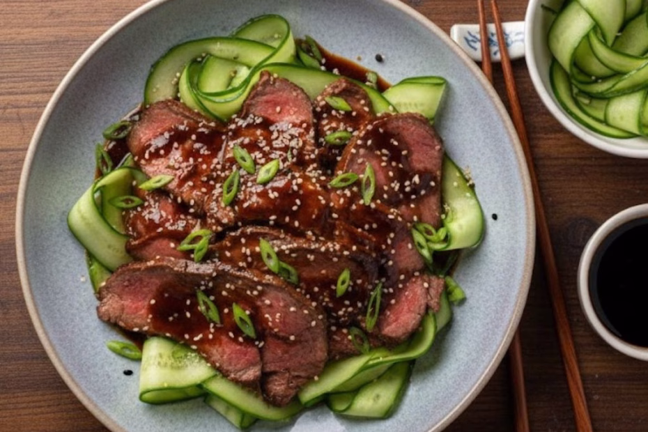 Peking‑style Beef with Cucumber Ribbons Recipe