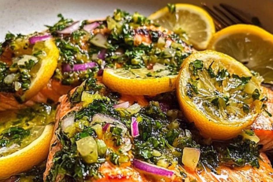 Slow Roasted Salmon with Citrus Salsa Verde Recipe