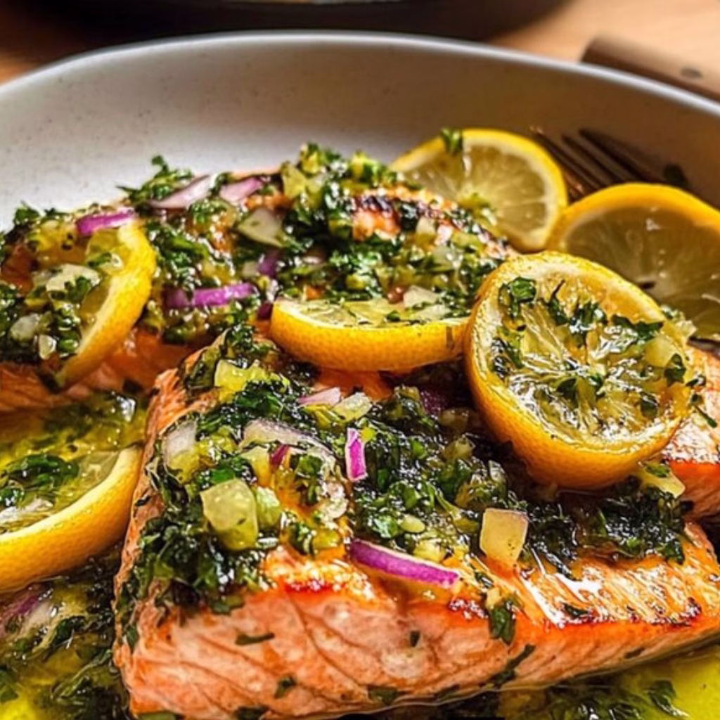 Slow Roasted Salmon with Citrus Salsa Verde Recipe