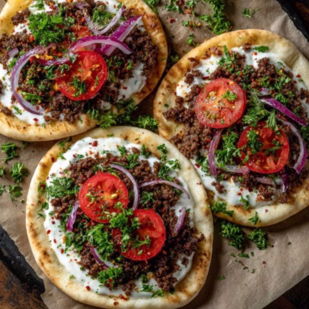 Mediterranean Mini Lahmacun Bites with Yogurt Drizzle Recipe