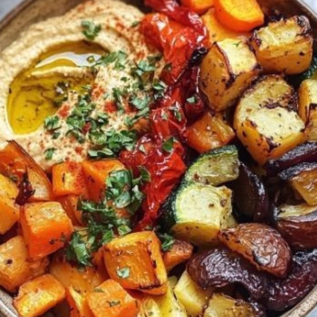 Roasted Veggie and Hummus Bowl Recipe