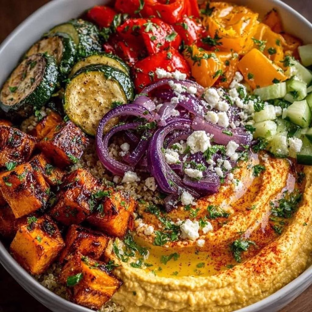 Roasted Veggie and Hummus Bowl Recipe