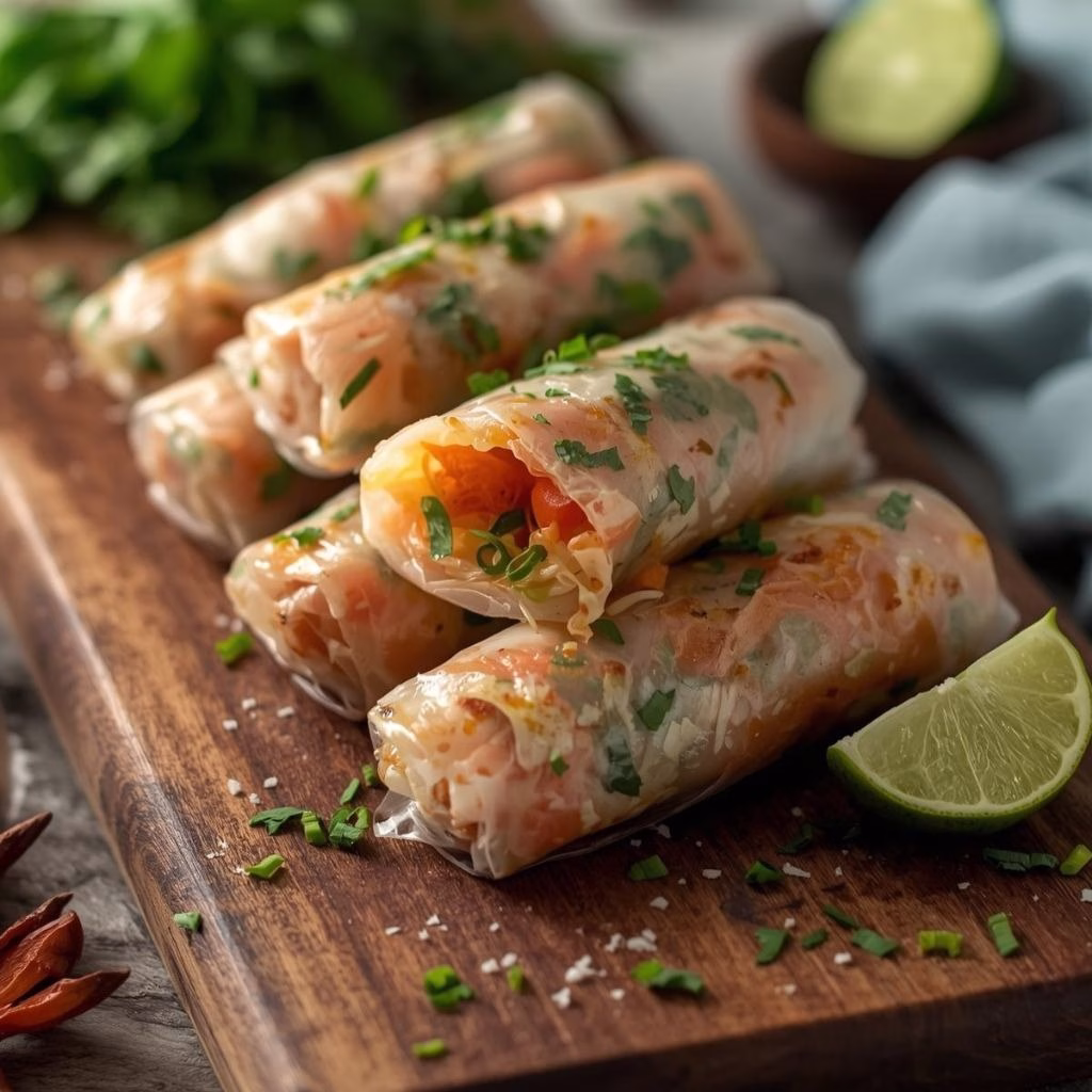 Vietnamese Baked Salmon Spring Rolls Recipe