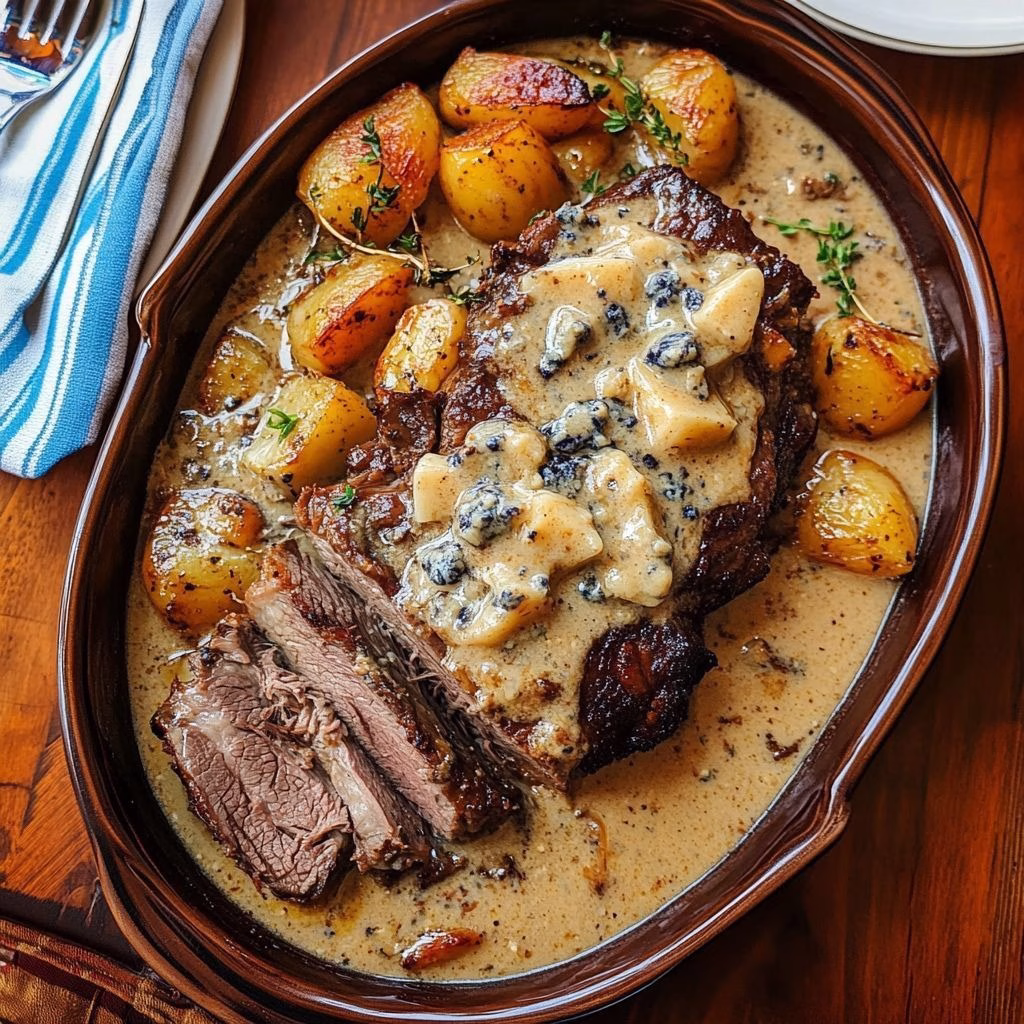 Gourmet Pot Roast with Rich Blue Cheese Gravy Recipe