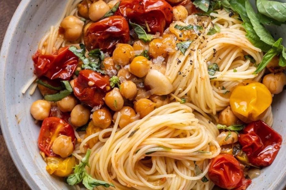 Slow Roasted Chickpea and Tomato Pasta Recipe