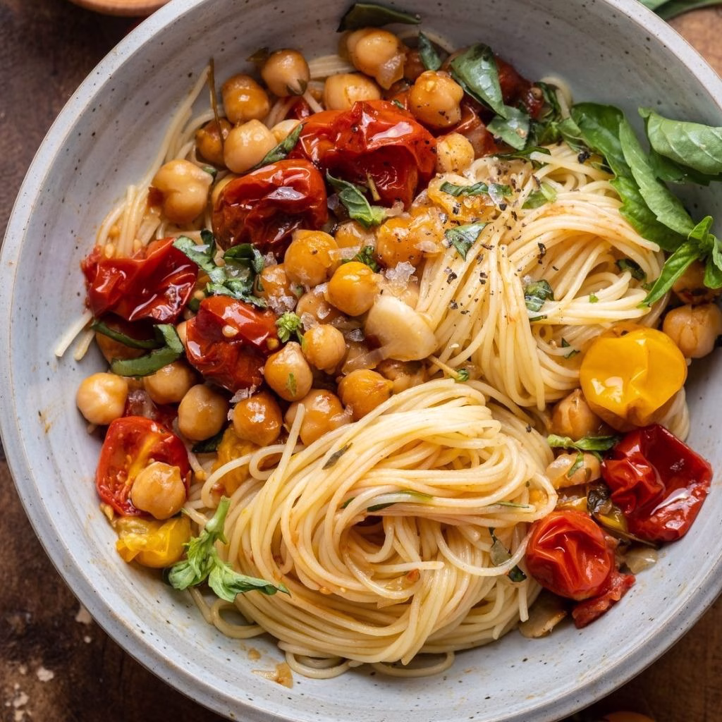 Slow Roasted Chickpea and Tomato Pasta Recipe