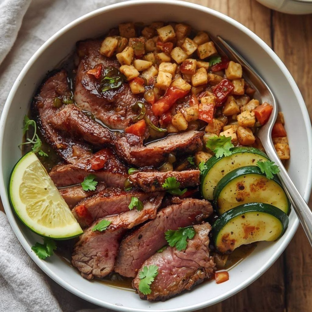 Grilled Steak Bowl with Zucchini Recipe
