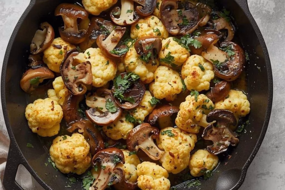 Garlic Mushrooms Cauliflower Skillet Recipe