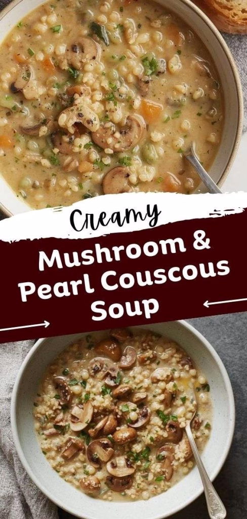 Creamy Mushroom & Pearl Couscous Soup Recipe