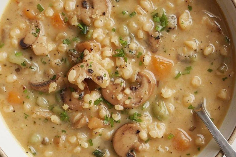Creamy Mushroom & Pearl Couscous Soup Recipe
