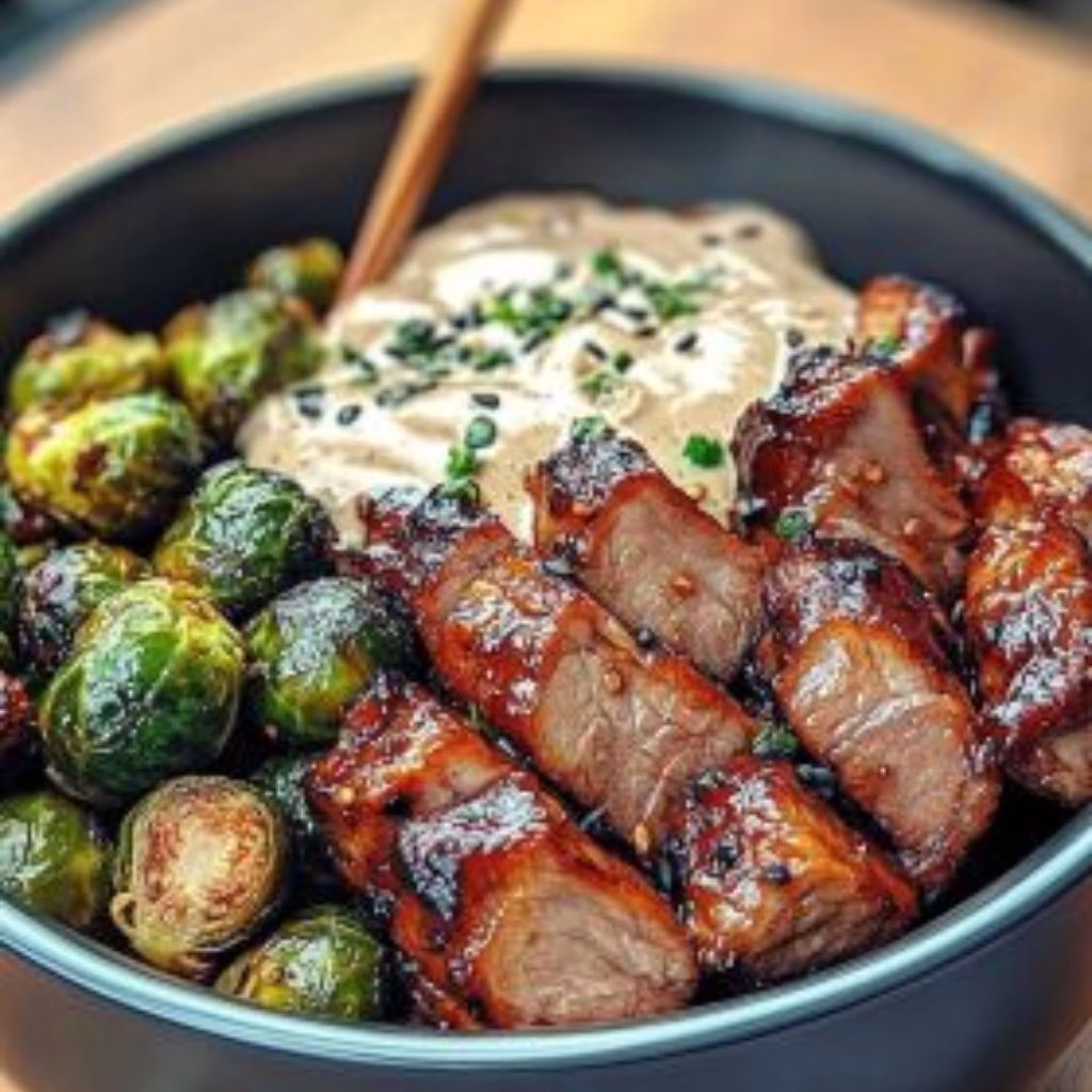 Teriyaki Chicken Bowls with Crispy Brussels Recipe
