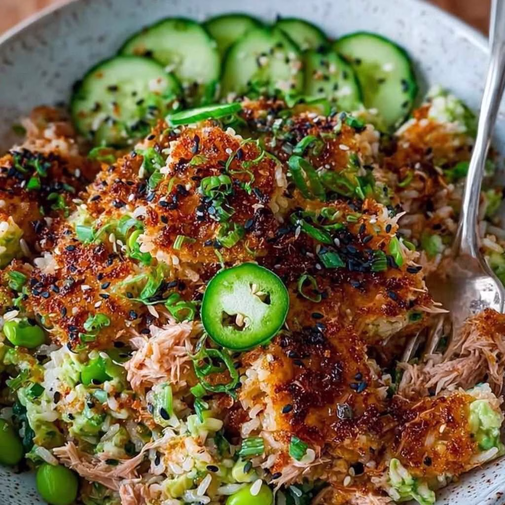 Tuna Avocado Crispy Rice Salad Recipe
