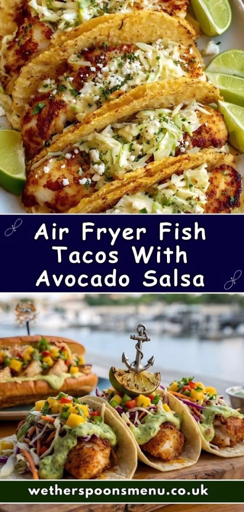 Air Fryer Fish Tacos with Creamy Avocado Salsa Recipe