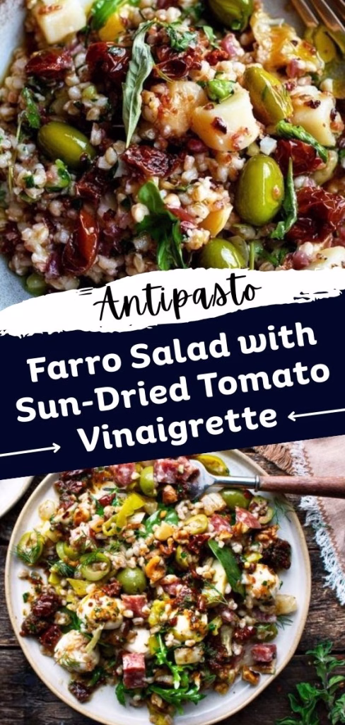 Antipasto Farro Salad with Sun-Dried Tomato Vinaigrette Recipe