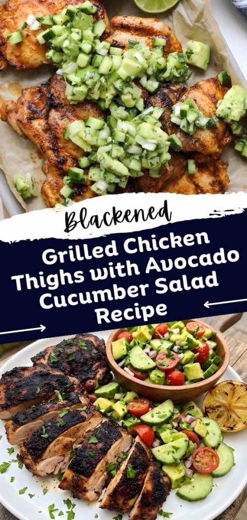 Blackened Grilled Chicken Thighs with Avocado Cucumber Salad Recipe