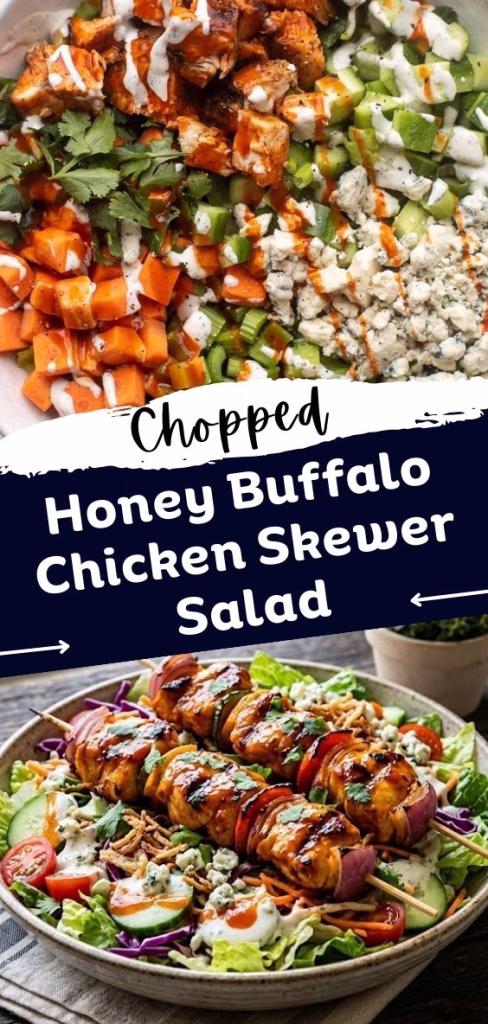 Chopped Honey Buffalo Chicken Skewer Salad Recipe