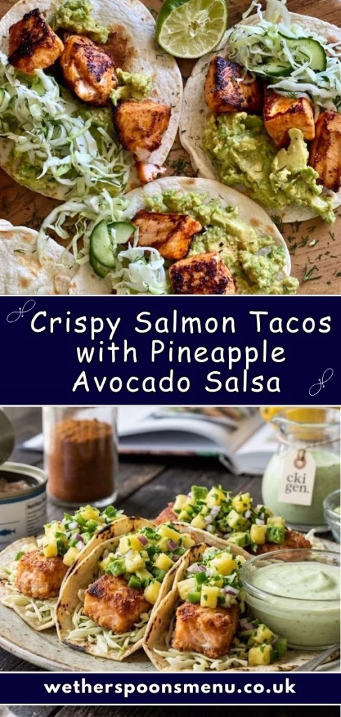 Crispy Salmon Tacos with Pineapple Avocado Salsa Recipe