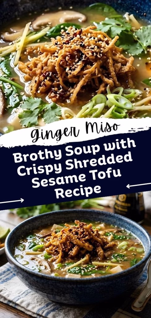 Ginger Miso Brothy Soup with Crispy Shredded Sesame Tofu Recipe