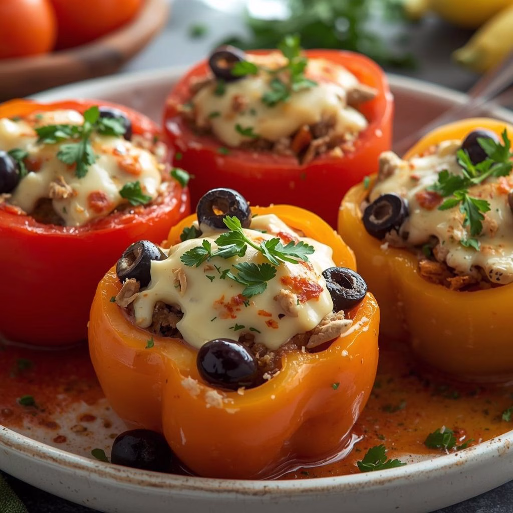 Greek Stuffed Peppers with Cheese & Olives Recipe