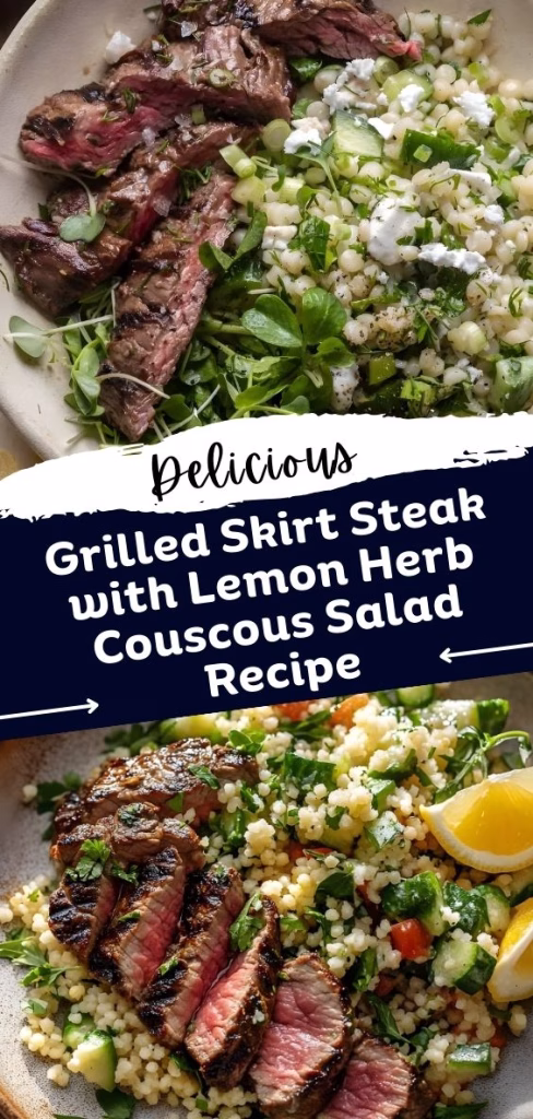 Grilled Skirt Steak with Lemon Herb Couscous Salad Recipe