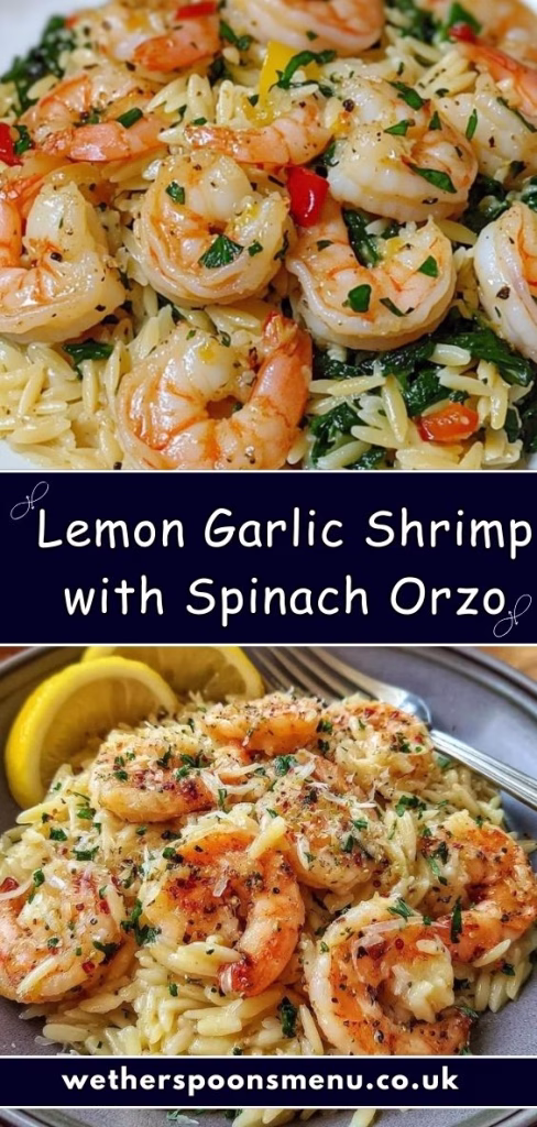 Lemon Garlic Shrimp with Spinach Orzo Recipe