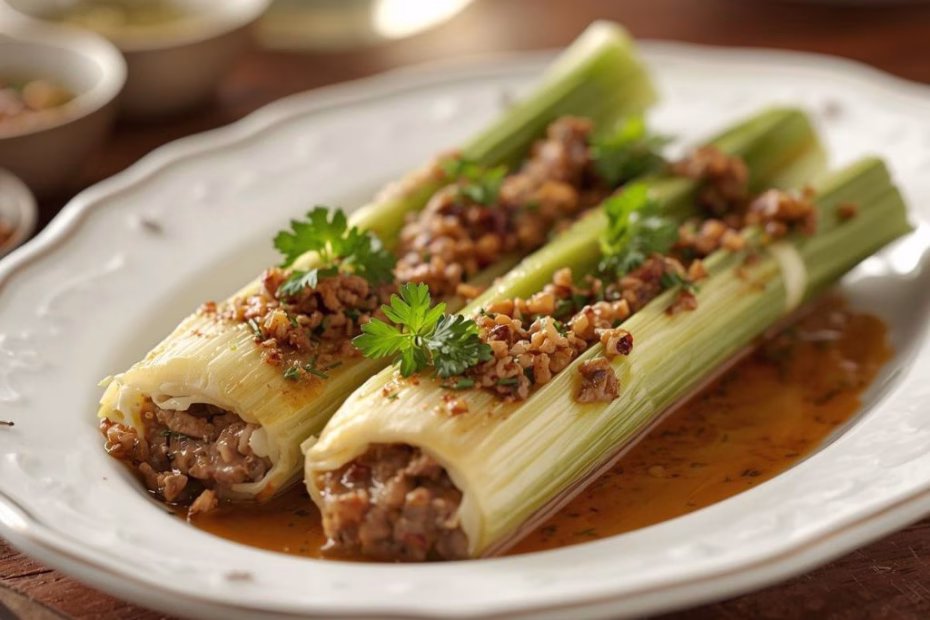 Meat & Rice Stuffed Leeks Recipe
