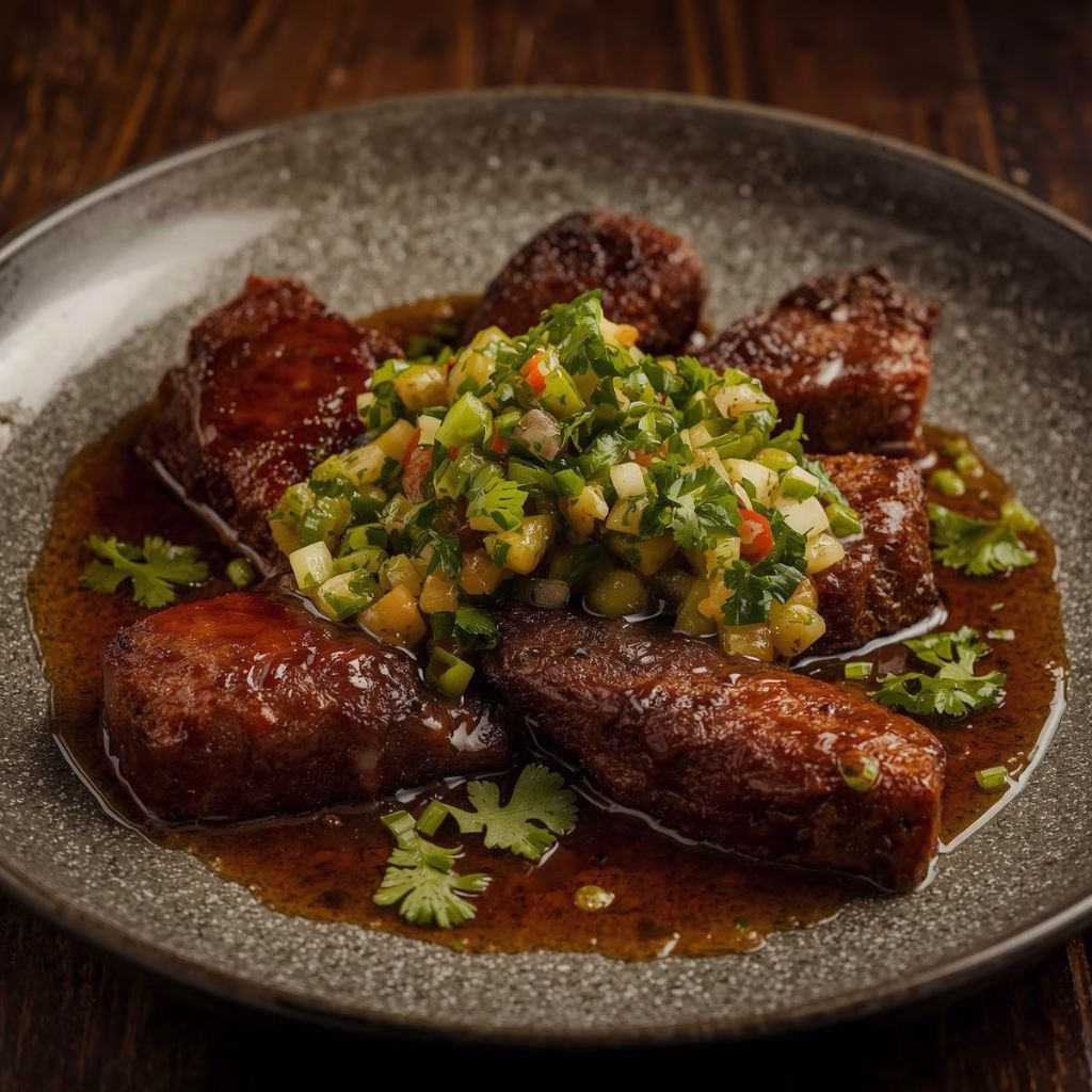 Miso Short Ribs with Cilantro Salsa Recipe