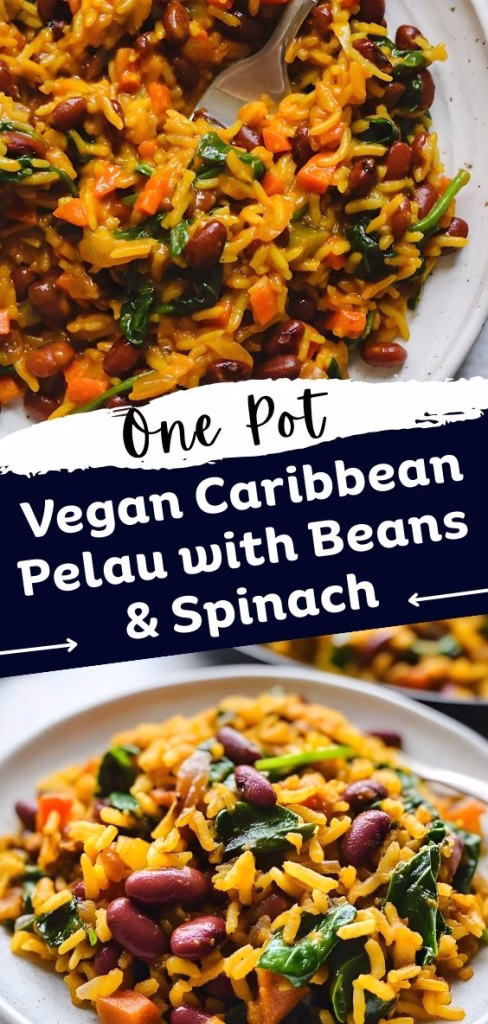 One Pot Vegan Caribbean Pelau with Beans And Spinach Recipe