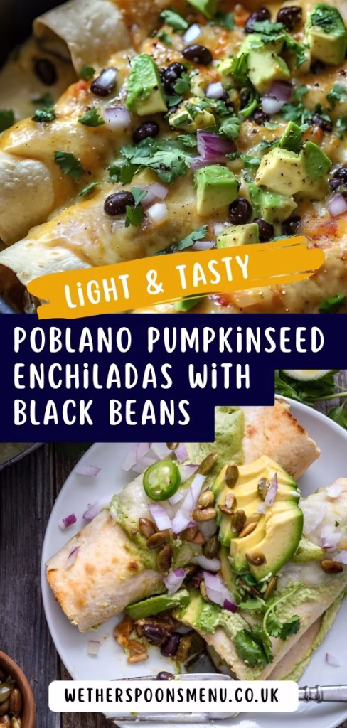 Poblano Pumpkin Seed Enchiladas with Black Beans Recipe