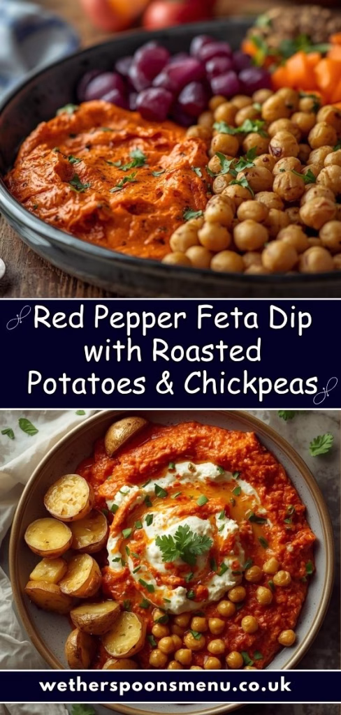 Red Pepper Feta Dip with Roasted Potatoes & Chickpeas Recipe