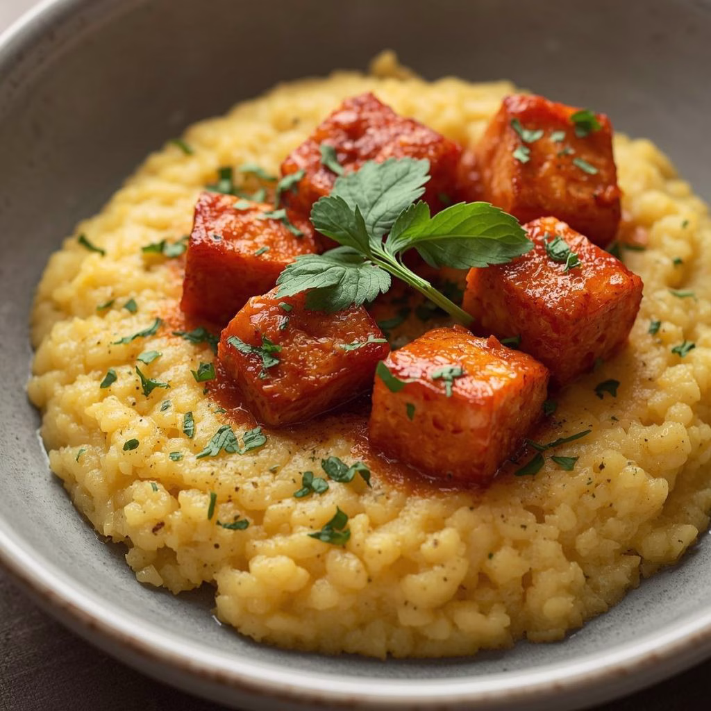 Vegan Cacio E Pepe Polenta with Spicy Tofu Recipe