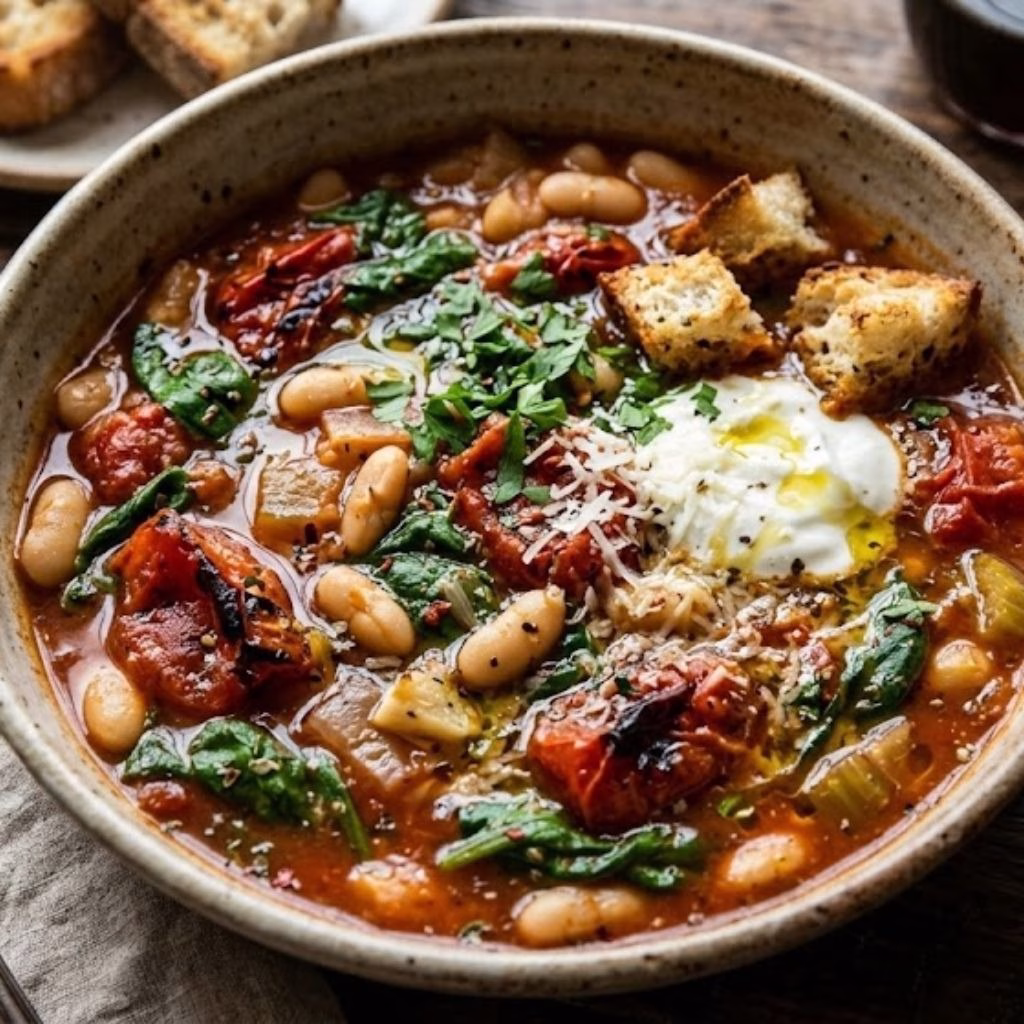 Roasted Tomato, White Bean and Spinach Stew Recipe