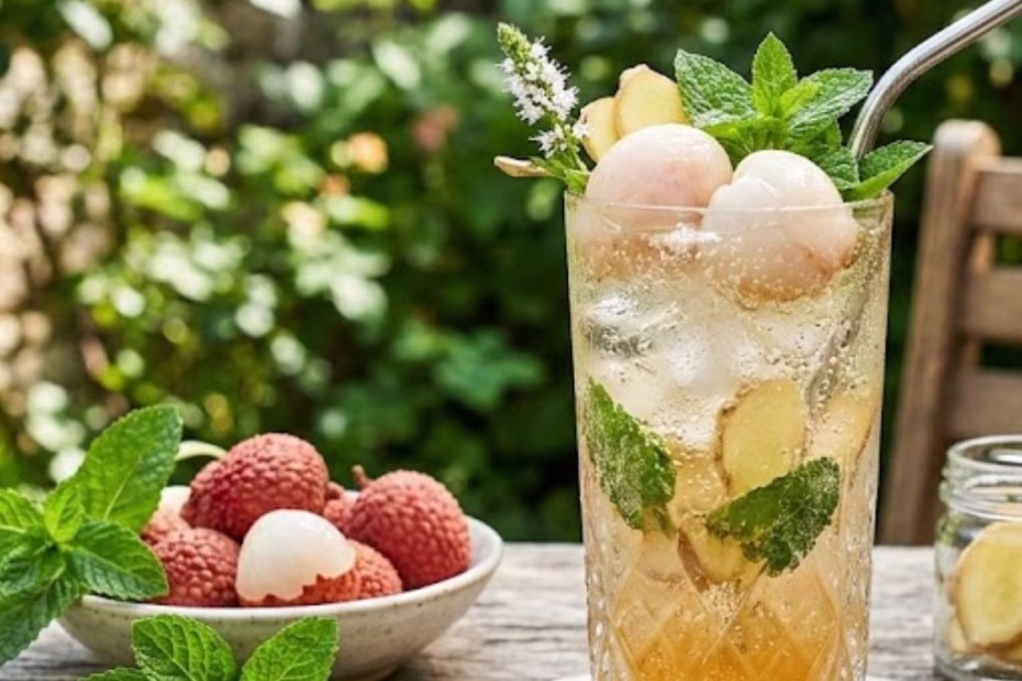 Lychee Ginger Mint Fizz Recipe