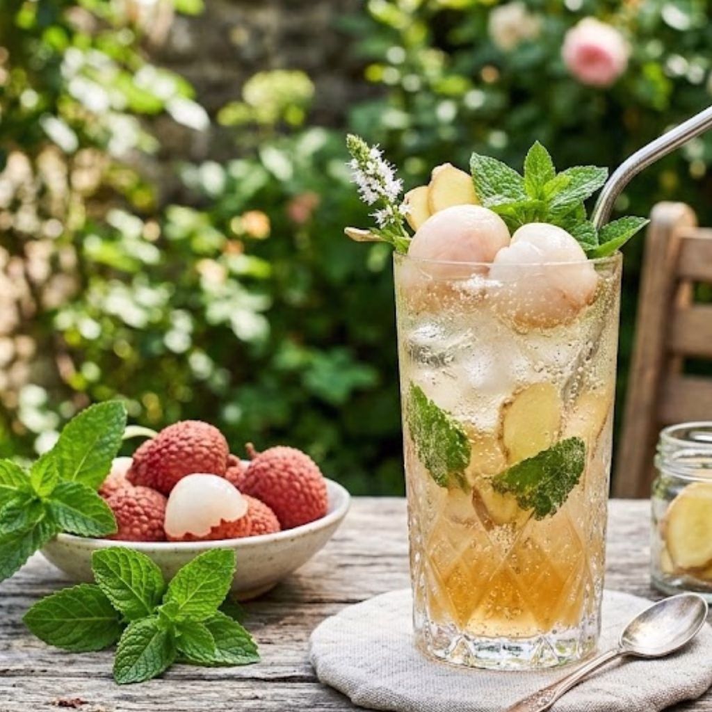 Lychee Ginger Mint Fizz Recipe