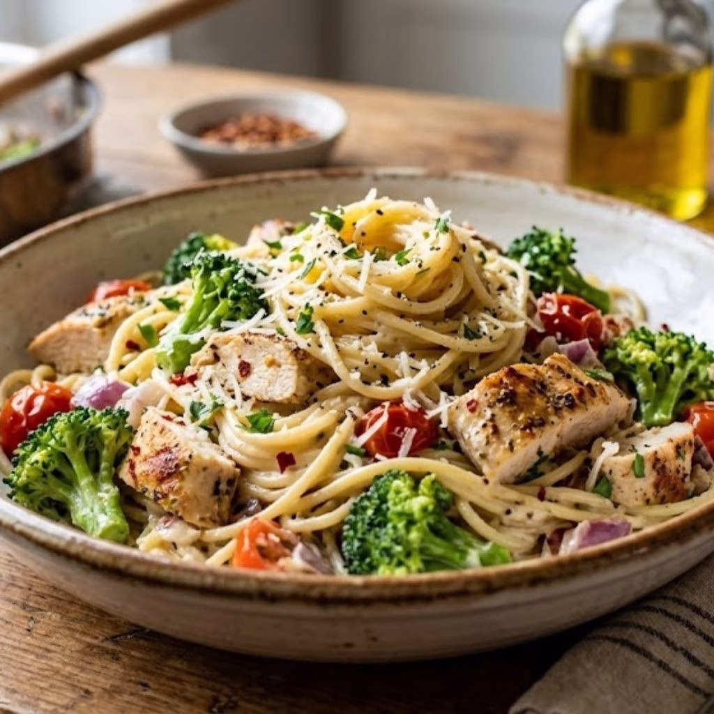 Broccoli Chicken Spaghetti Pasta Recipe