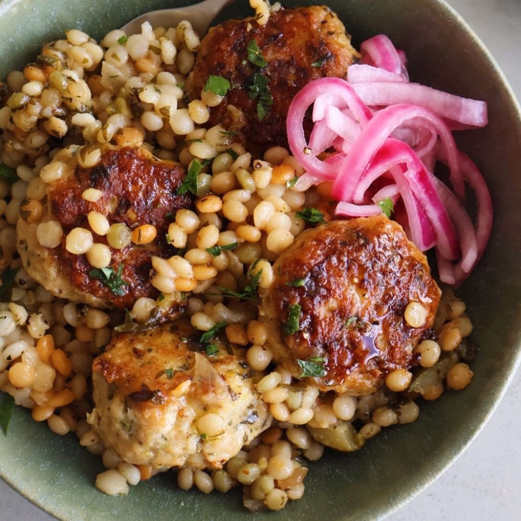 Zucchini Chicken Meatballs with Couscous Recipe